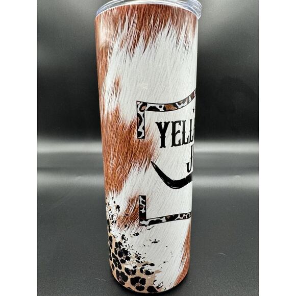 20oz skinny tumbler CUSTOM MADE stainless steel with Lid/Straw YELLOWSTONE - Picture 4 of 7